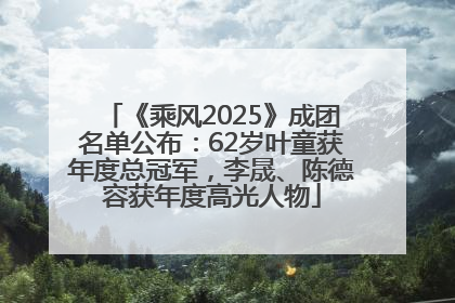 《乘风2025》成团名单公布：62岁叶童获年度总冠军，李晟、陈德容获年度高光人物