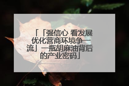 「强信心 看发展 优化营商环境争一流」一瓶胡麻油背后的产业密码