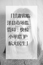 甘肃省临泽县市场监管局：快检小举措 护航大民生