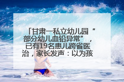 甘肃一私立幼儿园“部分幼儿血铅异常”，已有19名患儿跨省医治，家长发声：以为孩子出问题，没想过会与学校有关