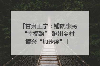 甘肃正宁：铺就惠民“幸福路” 跑出乡村振兴“加速度”