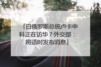 白俄罗斯总统卢卡申科正在访华？外交部：将适时发布消息