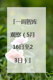 一周智库观察（5月16日至23日）