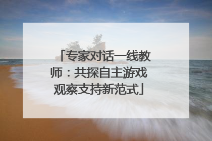 专家对话一线教师：共探自主游戏观察支持新范式