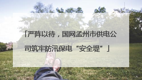 严阵以待，国网孟州市供电公司筑牢防汛保电“安全堤”