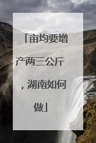 亩均要增产两三公斤，湖南如何做