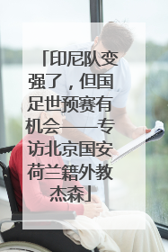 印尼队变强了，但国足世预赛有机会——专访北京国安荷兰籍外教杰森