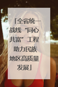 全省统一战线“同心共富”工程 助力民族地区高质量发展