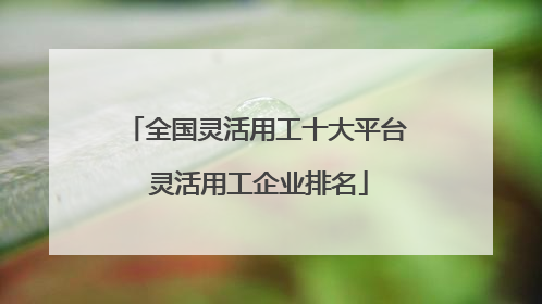 全国灵活用工十大平台 灵活用工企业排名