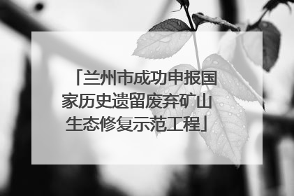 兰州市成功申报国家历史遗留废弃矿山生态修复示范工程