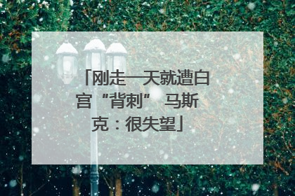 刚走一天就遭白宫“背刺” 马斯克：很失望
