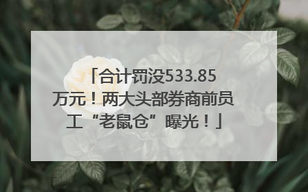 合计罚没533.85万元！两大头部券商前员工“老鼠仓”曝光！