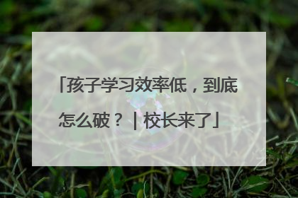 孩子学习效率低，到底怎么破？｜校长来了