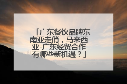 广东餐饮品牌东南亚走俏，马来西亚-广东经贸合作有哪些新机遇？