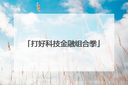 打好科技金融组合拳