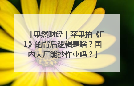 果然财经｜苹果拍《F1》的背后逻辑是啥？国内大厂能抄作业吗？