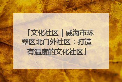 文化社区｜威海市环翠区北门外社区：打造有温度的文化社区