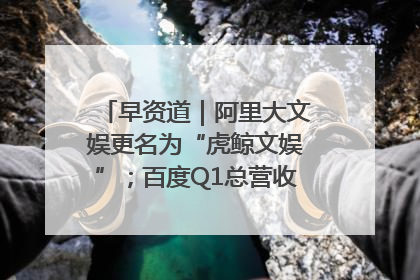 早资道｜阿里大文娱更名为“虎鲸文娱”；百度Q1总营收325亿元超预期