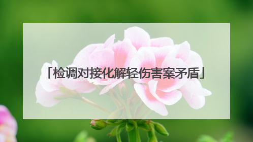 检调对接化解轻伤害案矛盾