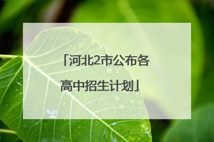 河北2市公布各高中招生计划
