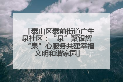 泰山区泰前街道广生泉社区：“泉”聚银辉“泉”心服务共建幸福文明和谐家园