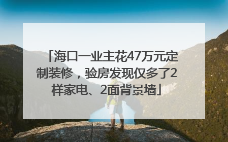 海口一业主花47万元定制装修，验房发现仅多了2样家电、2面背景墙