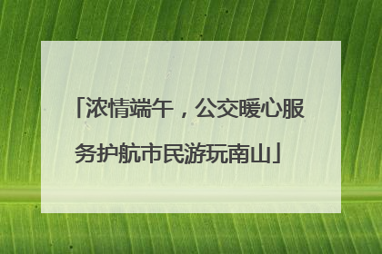 浓情端午，公交暖心服务护航市民游玩南山