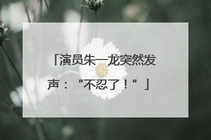 演员朱一龙突然发声：“不忍了！”