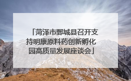 菏泽市鄄城县召开支持明康原料药创新孵化园高质量发展座谈会