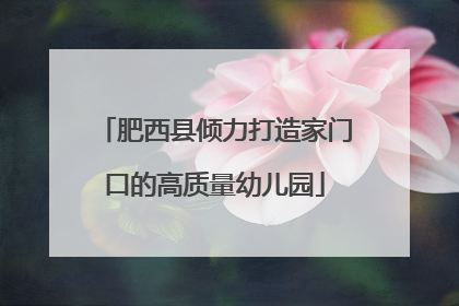 肥西县倾力打造家门口的高质量幼儿园