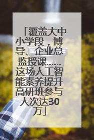 覆盖大中小学段，博导、企业总监授课……这场人工智能素养提升高研班参与人次达30万