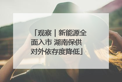 观察｜新能源全面入市 湖南保供对外依存度降低