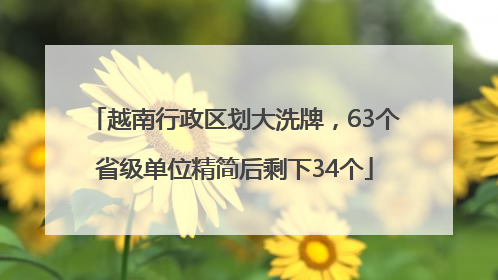 越南行政区划大洗牌，63个省级单位精简后剩下34个