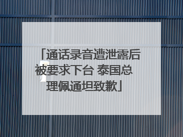 通话录音遭泄露后被要求下台 泰国总理佩通坦致歉