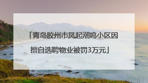 青岛胶州市凤起潮鸣小区因擅自选聘物业被罚3万元