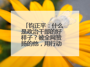钧正平：什么是政治干部的好样子？被全网赞扬的他，用行动作出了回答