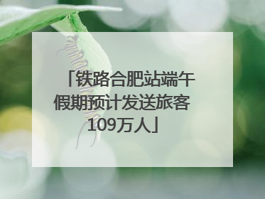 铁路合肥站端午假期预计发送旅客109万人