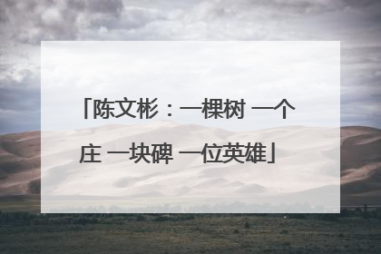 陈文彬：一棵树 一个庄 一块碑 一位英雄