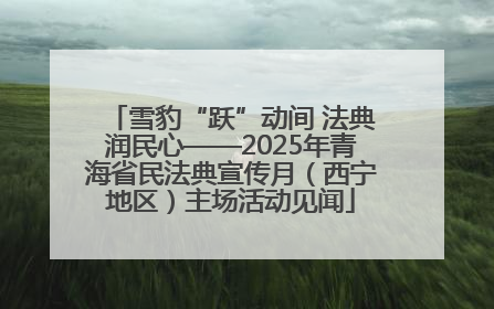 雪豹“跃”动间 法典润民心——2025年青海省民法典宣传月（西宁地区）主场活动见闻