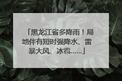 黑龙江省多降雨！局地伴有短时强降水、雷暴大风、冰雹……